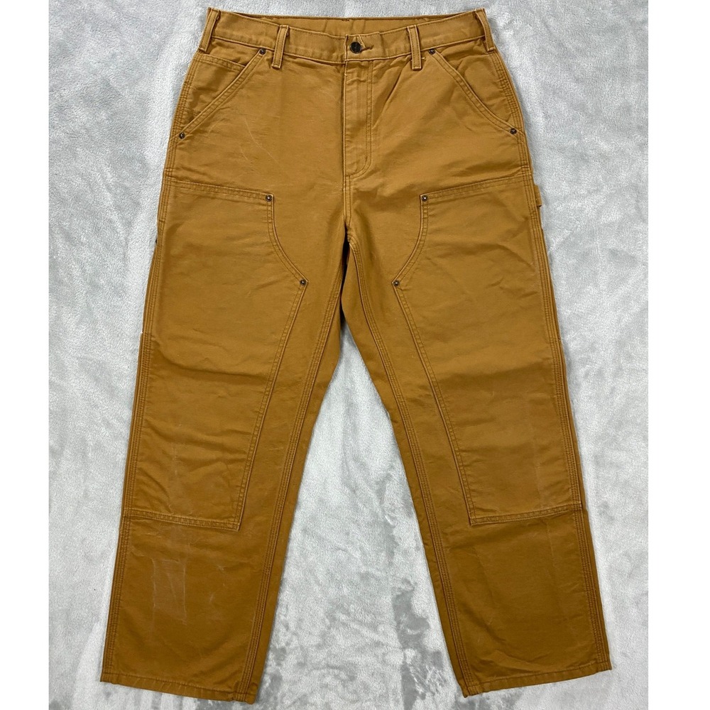 Carhartt Loose Fit Firm Duck Double Front Logger Pants Men 32x30 Brown Workwear